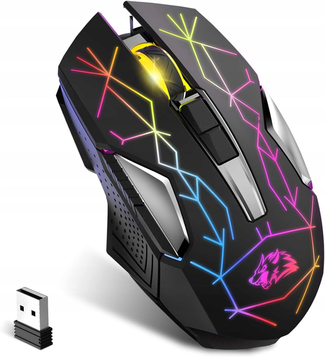 WIRELESS MOUSE QUIET GAMING RGB 2400 DPI RECHARGEABLE