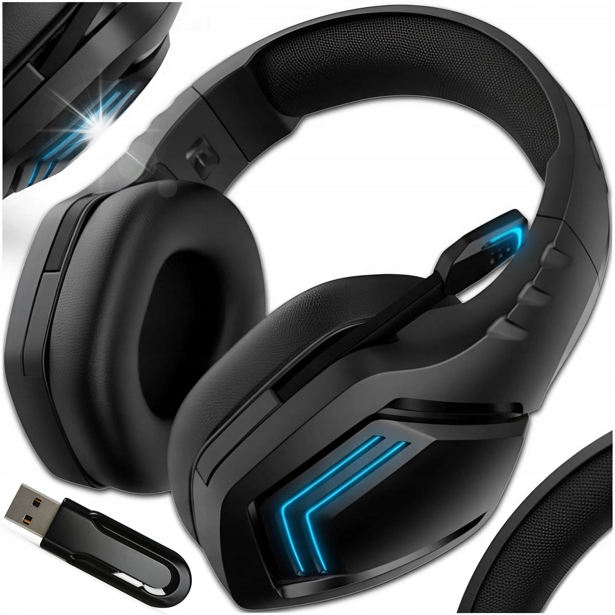 WIRELESS ON-EAR GAMING HEADPHONES WITH BLUETOOTH MICROPHONE BLACK