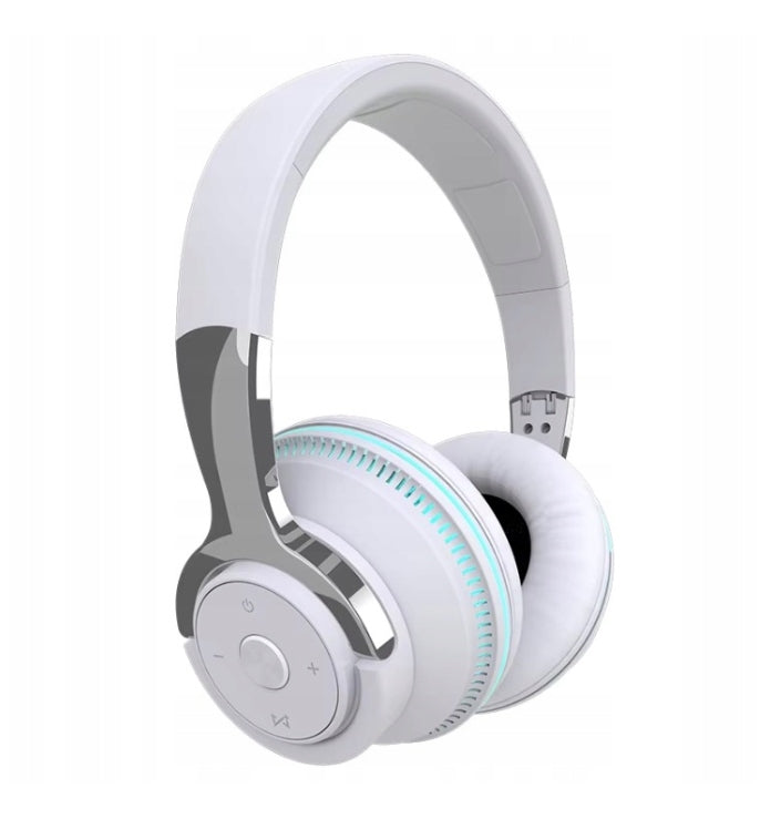 WIRELESS ON-EAR HEADPHONES BLUETOOTH 5.2 LED MICRO SD MICROPHONE WHITE