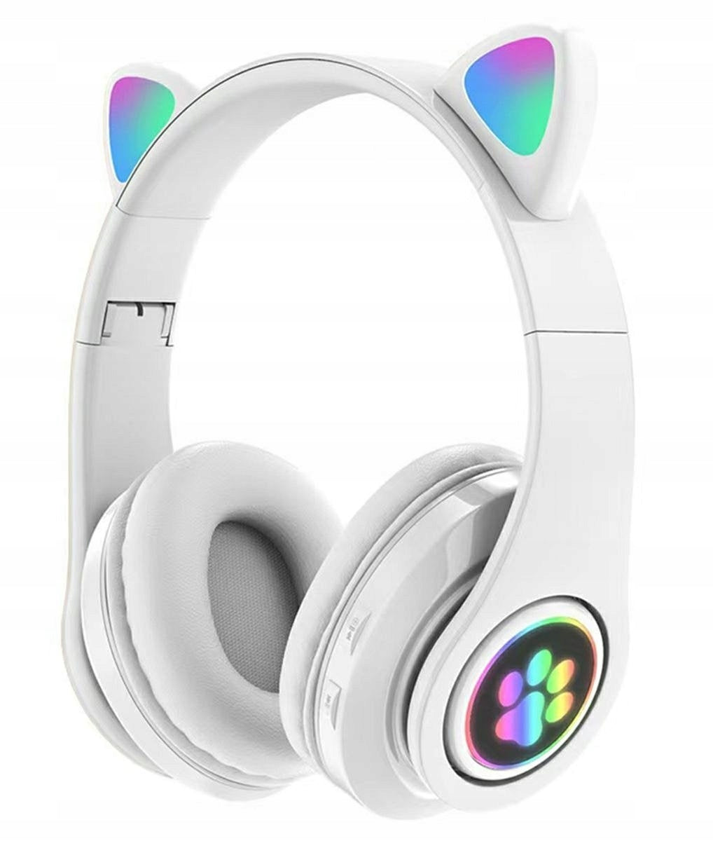 WIRELESS ON-EAR HEADPHONES BLUETOOTH LED CAT EARS RADIO