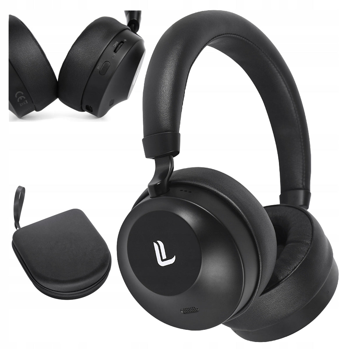 WIRELESS ON-EAR HEADPHONES Bluetooth Microphone Laudberg H1B ANC Case Packaging status original