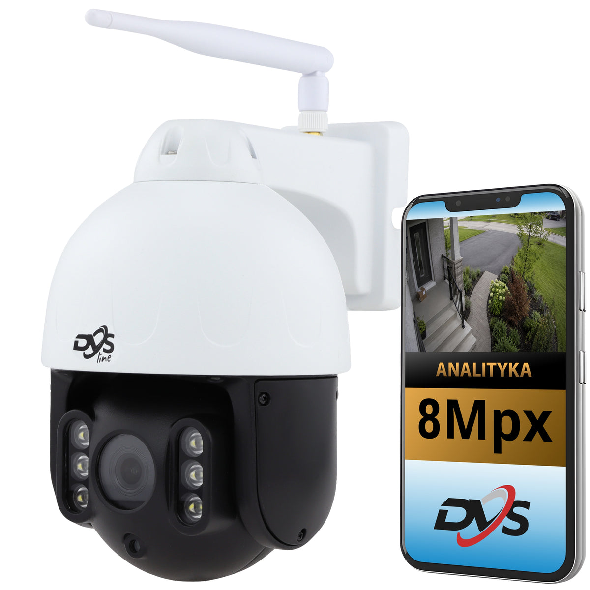 WIRELESS OUTDOOR WIFI CAMERA ROTATING IP 8Mpx 4K DVS P2P MONITORING