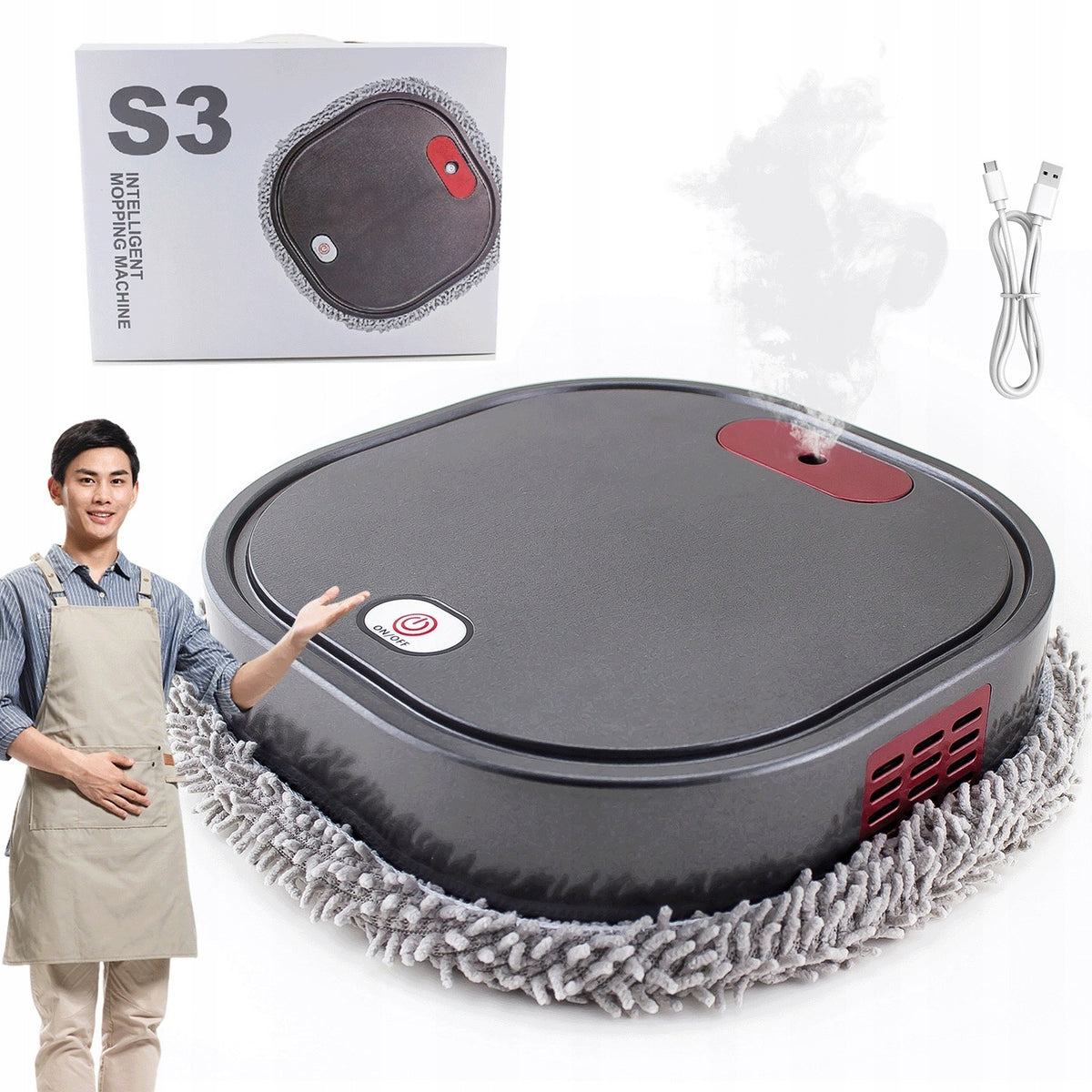 WIRELESS ROBOT CLEANING VACUUM MOP WITH USB CHARGING 1500MAH Packaging status original