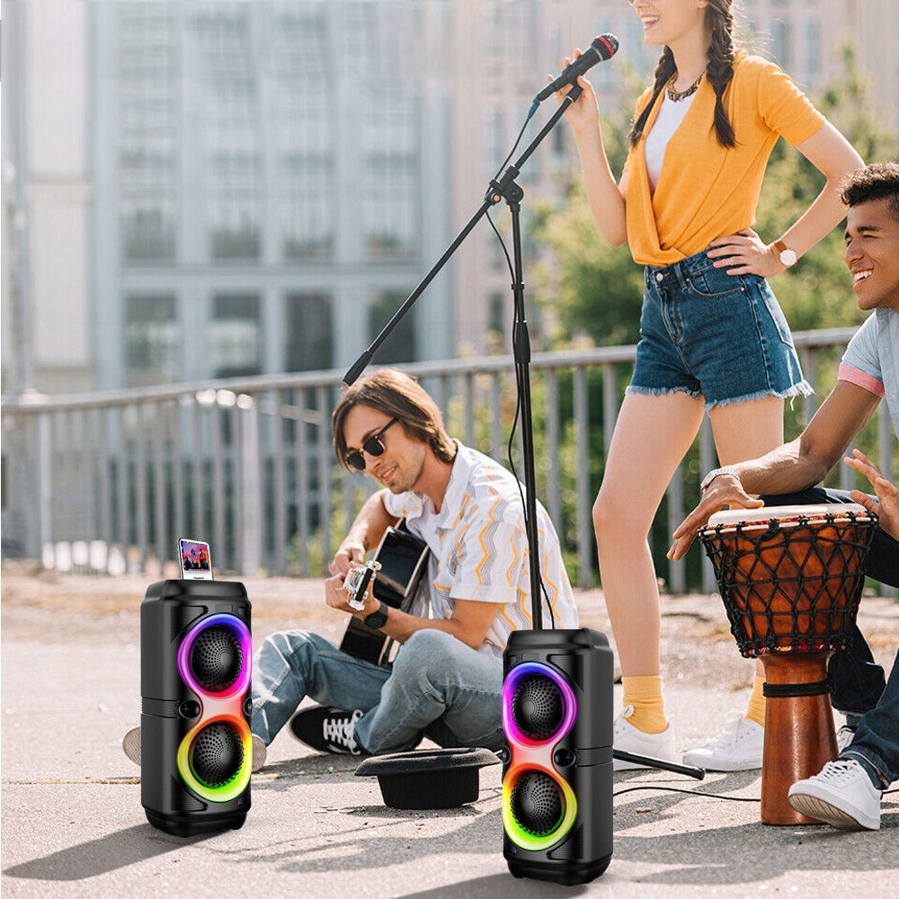 WIRELESS SPEAKER MOBILE KARAOKE SOUND SYSTEM RGB + MICROPHONES Model other