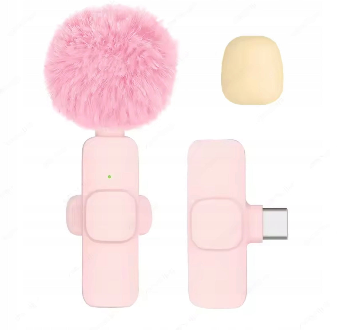 WIRELESS TIE MICROPHONE FOR IPHONE PHONE USB-C COMPUTER pink