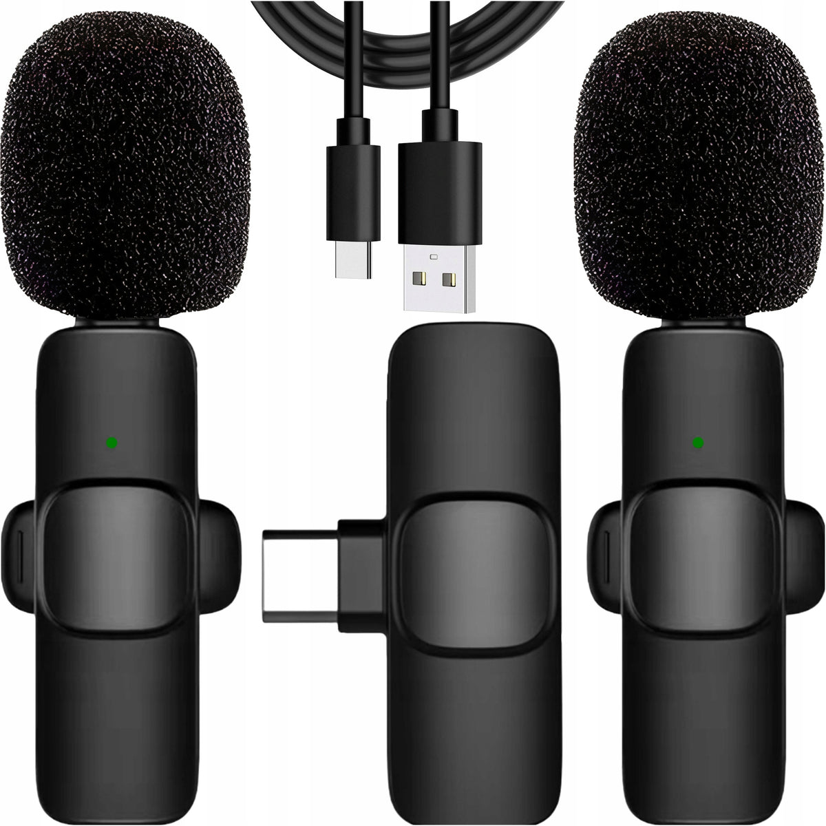 WIRELESS TIE MICROPHONE SET OF 2 TYPE C MICROPHONES FOR IPHONE 15/PRO