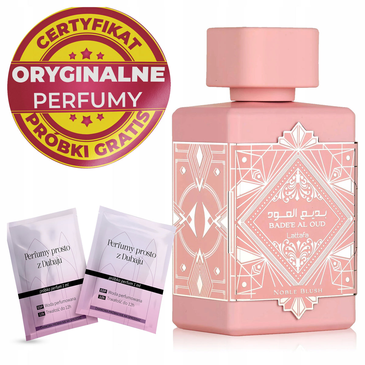 WOMEN'S ARABIC PERFUME LATTAFA BADEE AL OUD NOBLE BLUSH ORIGINAL + SAMPLES