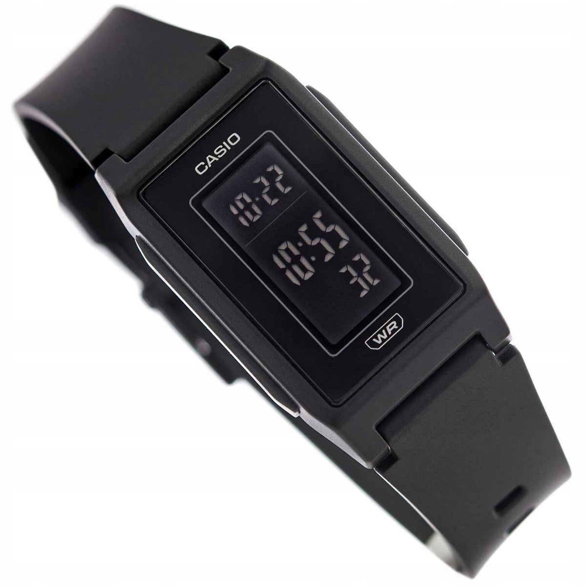WOMEN'S WATCH CASIO LF-10WH-1EF POP BLACK ON STRAP DATE STOPWATCH