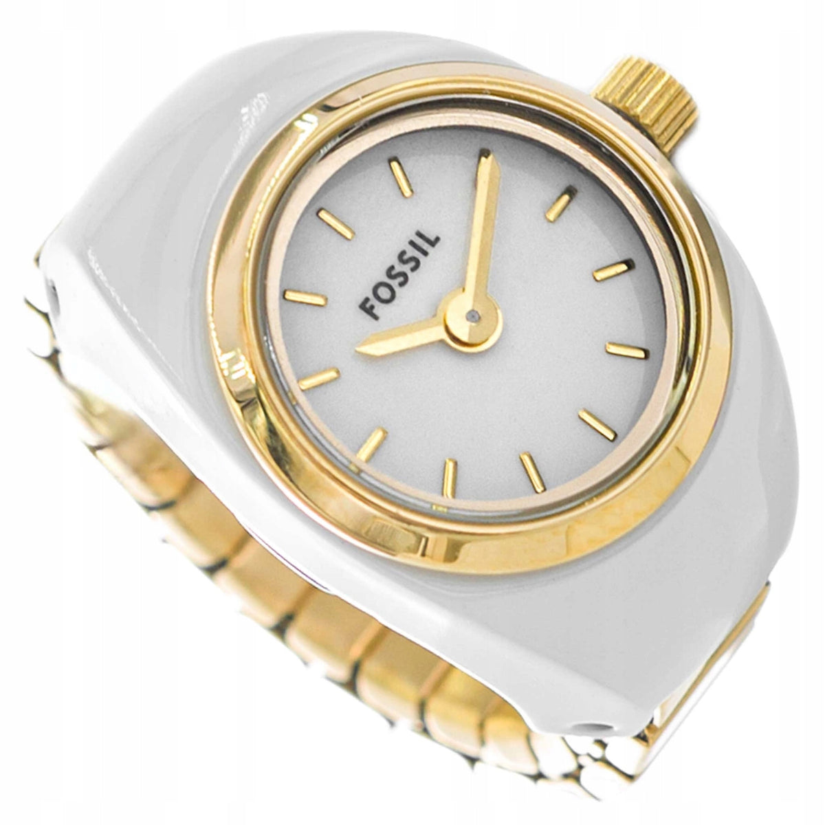 WOMEN'S WATCH FOSSIL ES5412 WATCH RING ELEGANT WHITE AND GOLD
