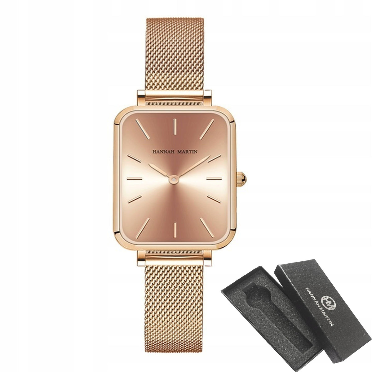 WOMEN'S WATCH HANNAH MARTIN ELEGANT ON BRACELET MESH ROSE GOLD
