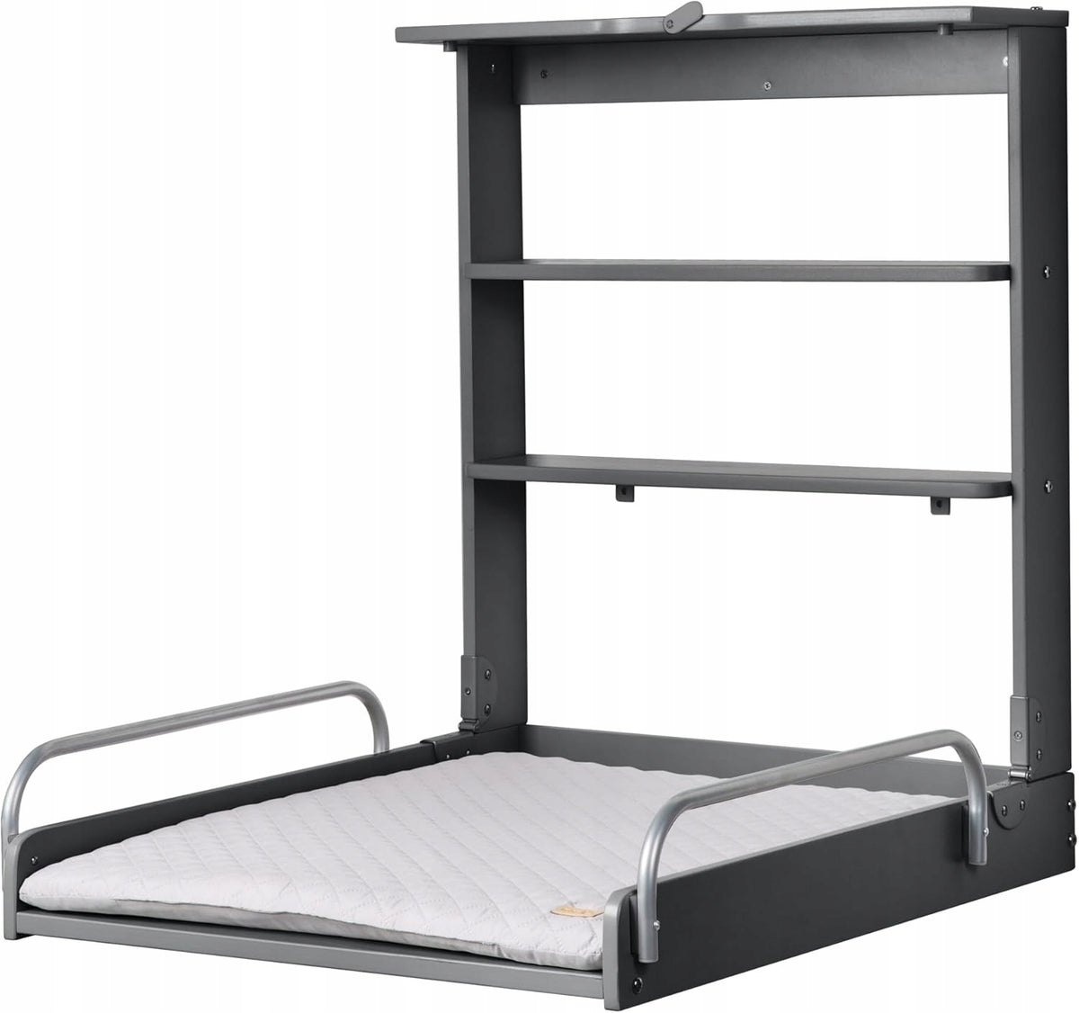 WOODEN FOLDING WALL CHANGING TABLE DURABLE STABLE MODERN GREY