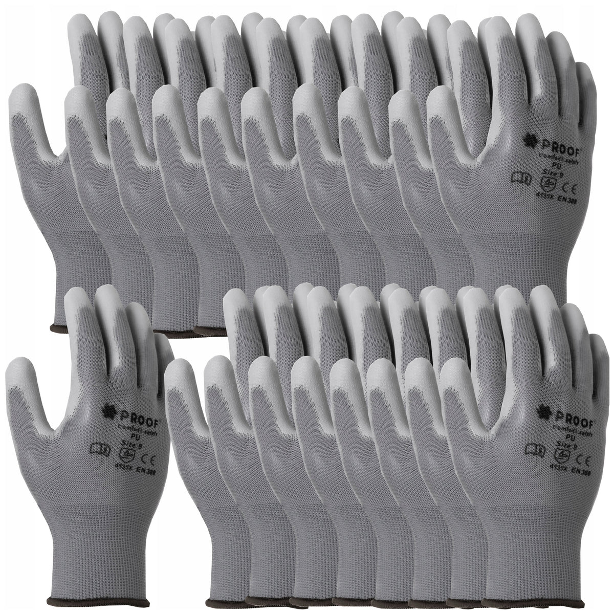 WORK GLOVES size 10 PROTECTIVE GLOVES GREY CONSTRUCTION PROOF 10pair