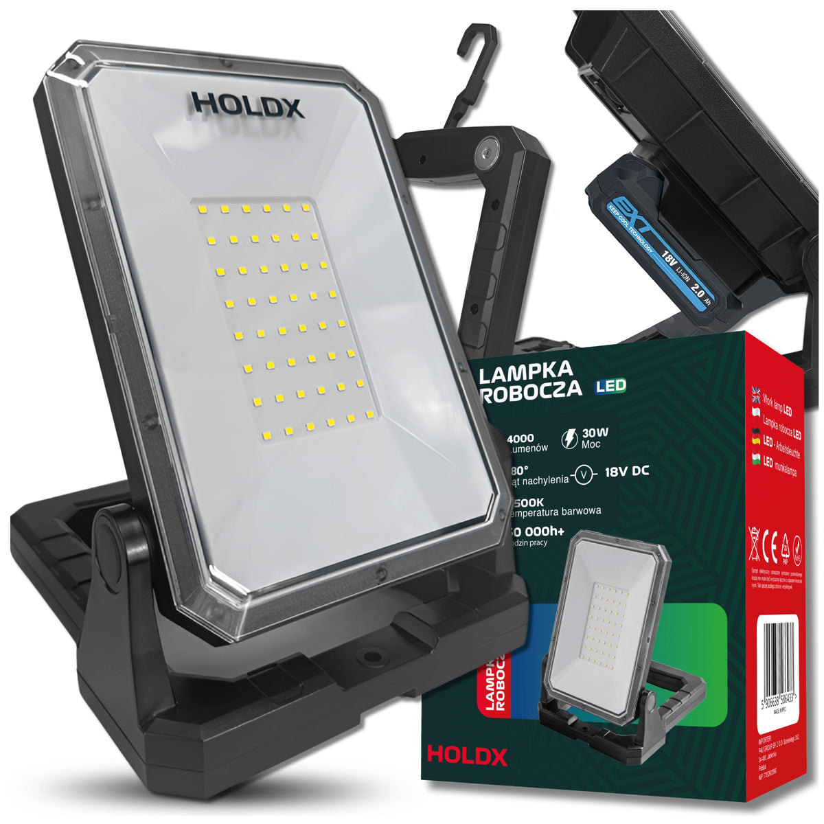 WORKING LAMP HALOGEN LED FOR ERBAUER WITH USB 6500K PORTABLE CONSTRUCTION STRONG