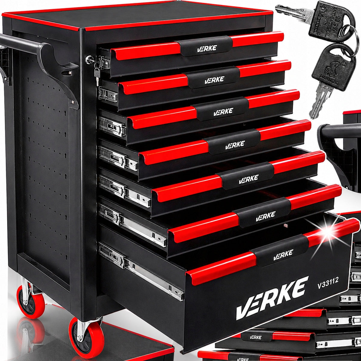 WORKSHOP CABINET SERVICE TOOL CART FOR TOOLS EMPTY 7 DRAWERS
