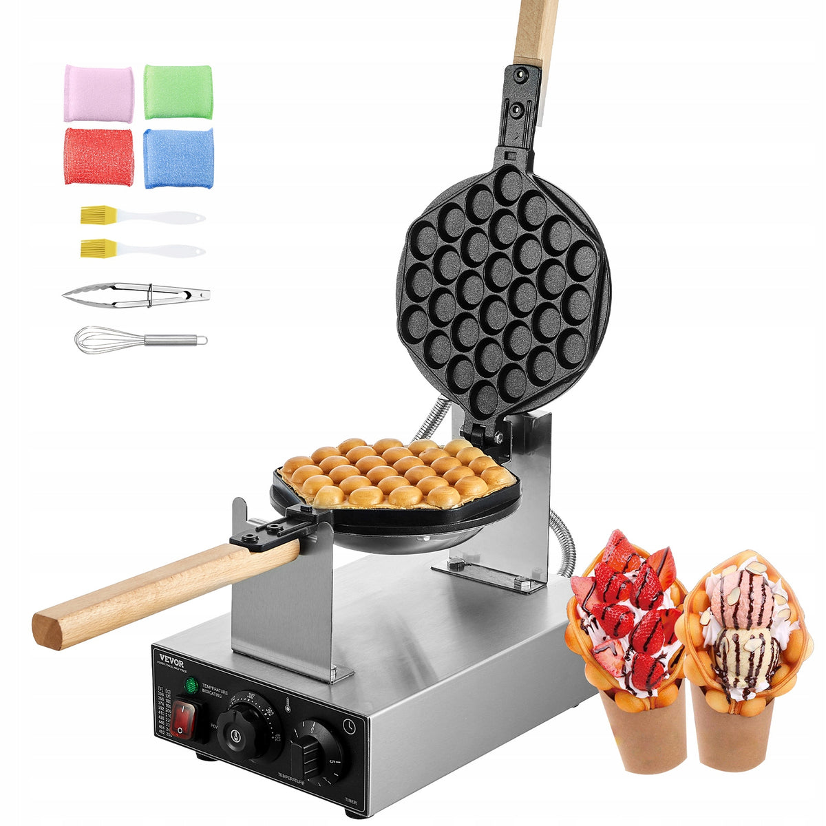 Waffle Iron 1400W Adjustable Temperature And Time For Egg Pancakes