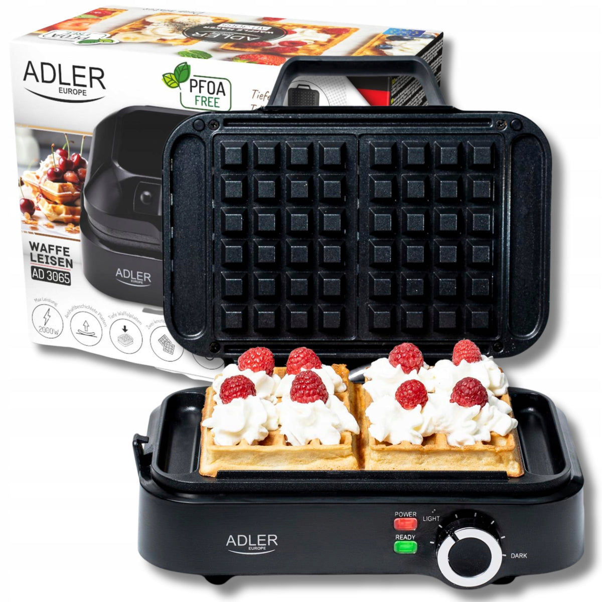 Waffle Iron 2000W XXL For 2 Large Waffles Smooth Temperature Control POWERFUL PRO