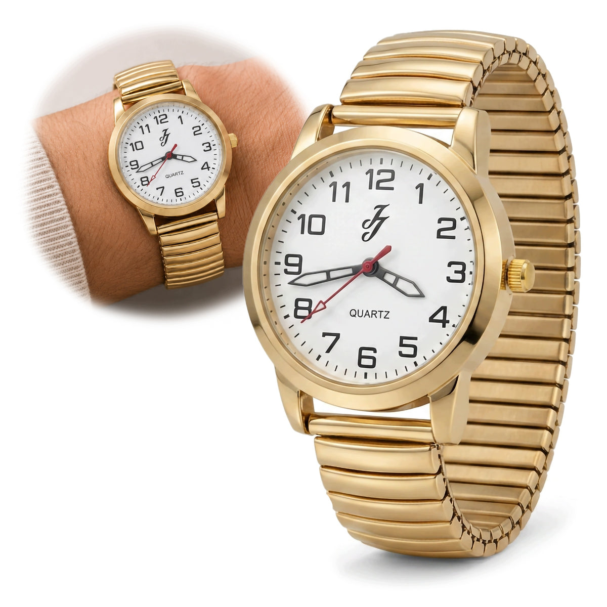 Watch Flexible Round Dial Gold Lightweight Hand Fit Clear