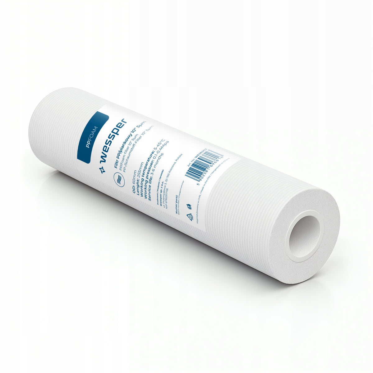 Water Filter Pre-Filter Foam Cartridge for Pre-Filtering 10" 5 Micron PP5 Packaging status original