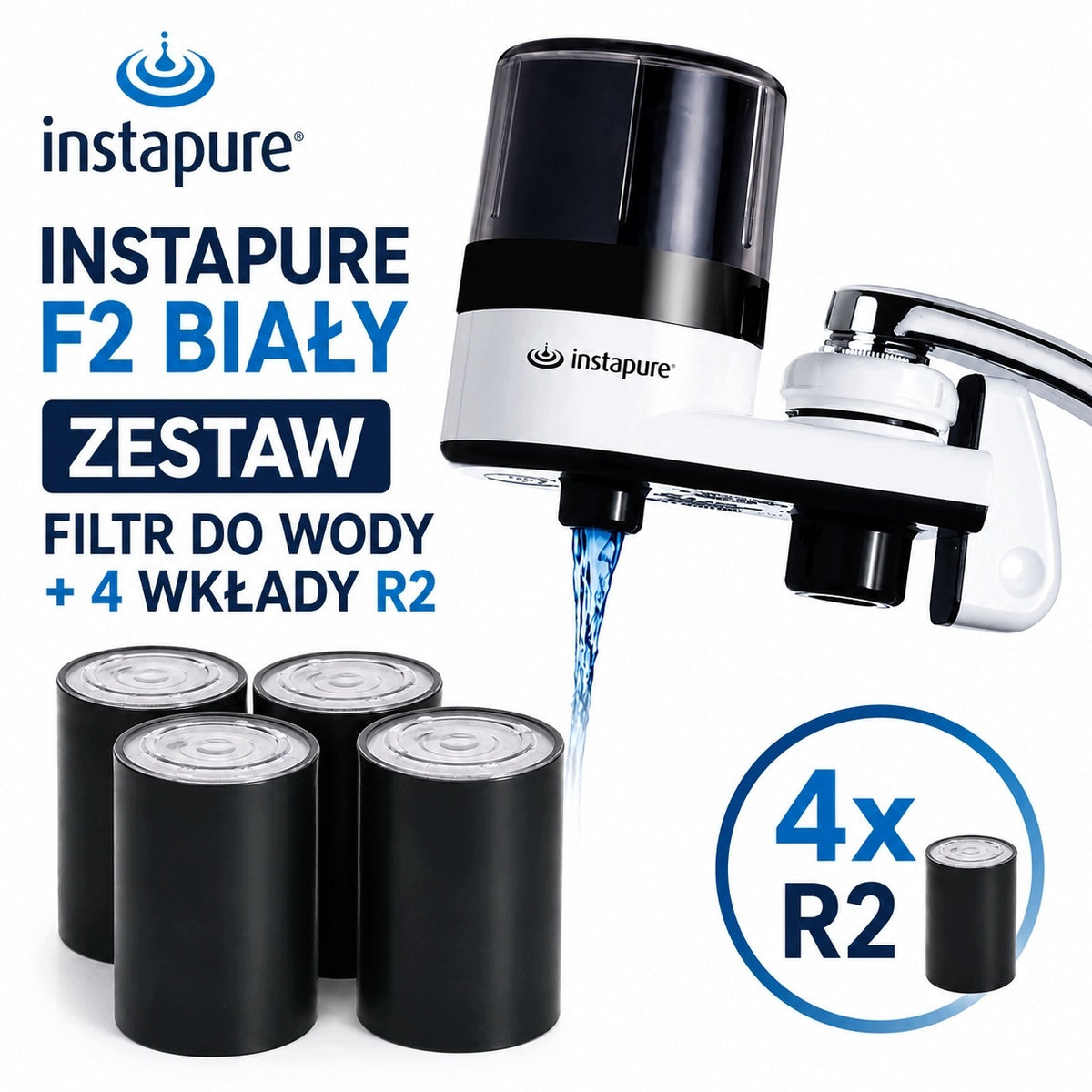 Water filter Instapure F2 white + 4 cartridges R2 – Set