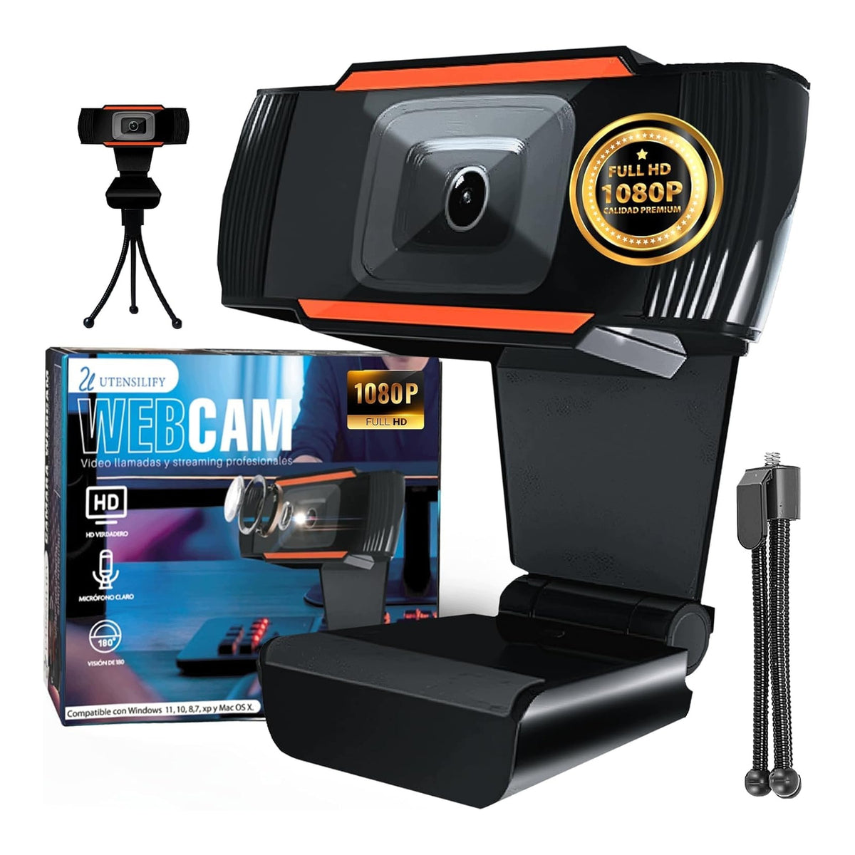 Webcam for computer with microphone Full HD 1080p USB on tripod