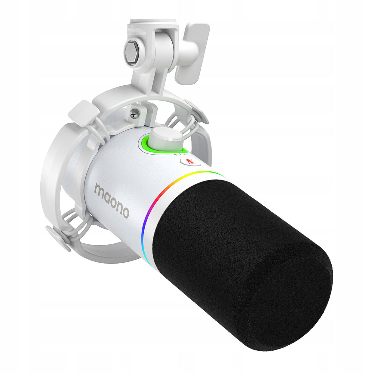 White Dynamic Computer Microphone Maono PD200X USB XLR Backlight