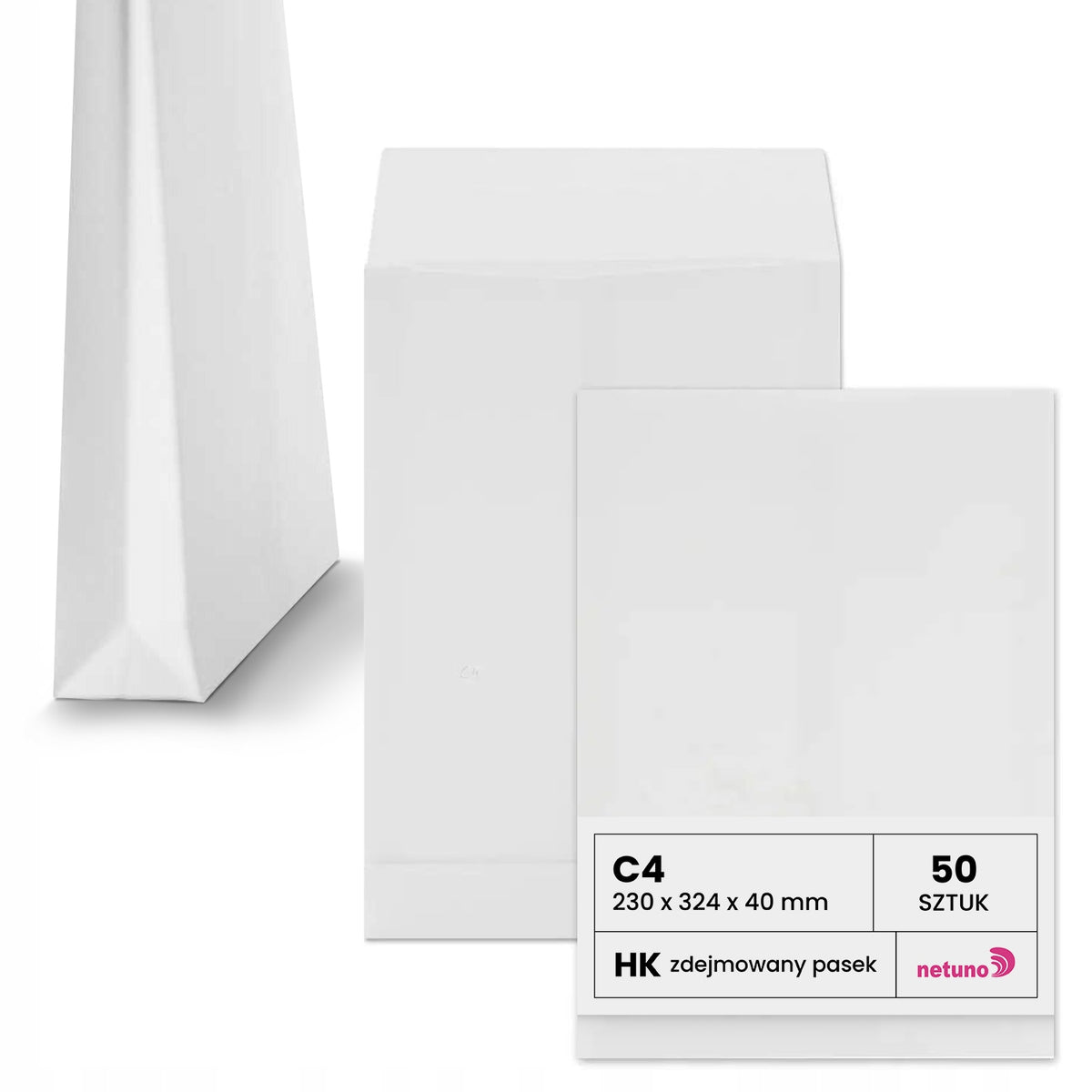 White Expandable Envelopes RBD C4 HK Self-Adhesive with Strap Paper 50pcs