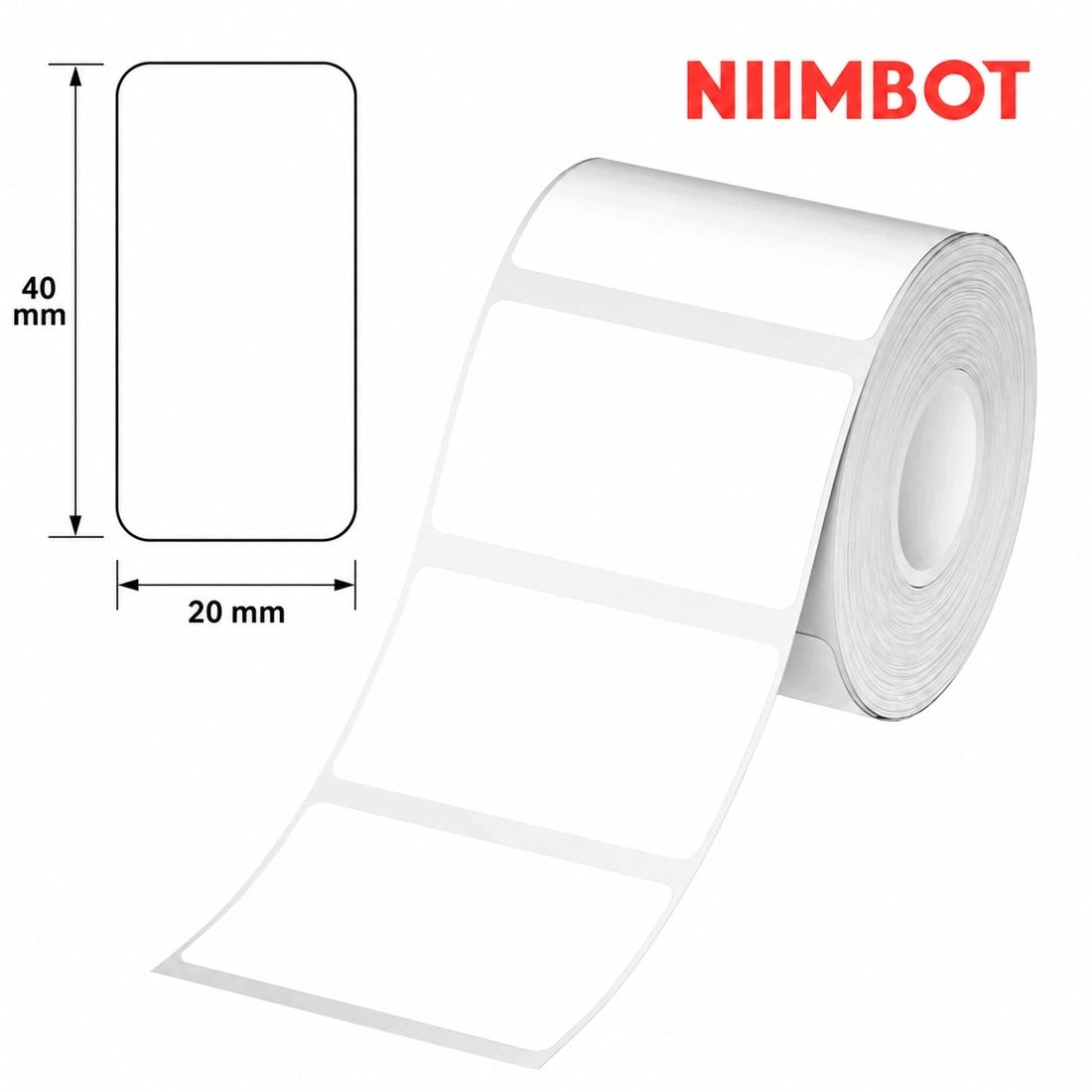 White labels 40x20mm for Niimbot printer series B 640 pieces PER ROLL Packaging status original