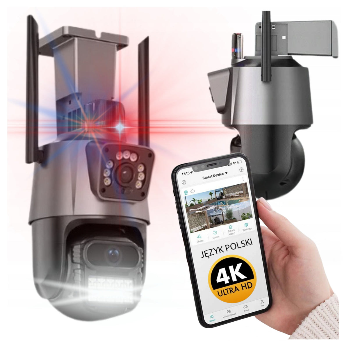 Wi-Fi IP Rotating Camera Dual Lens 8MP FHD Tracking AI Detection