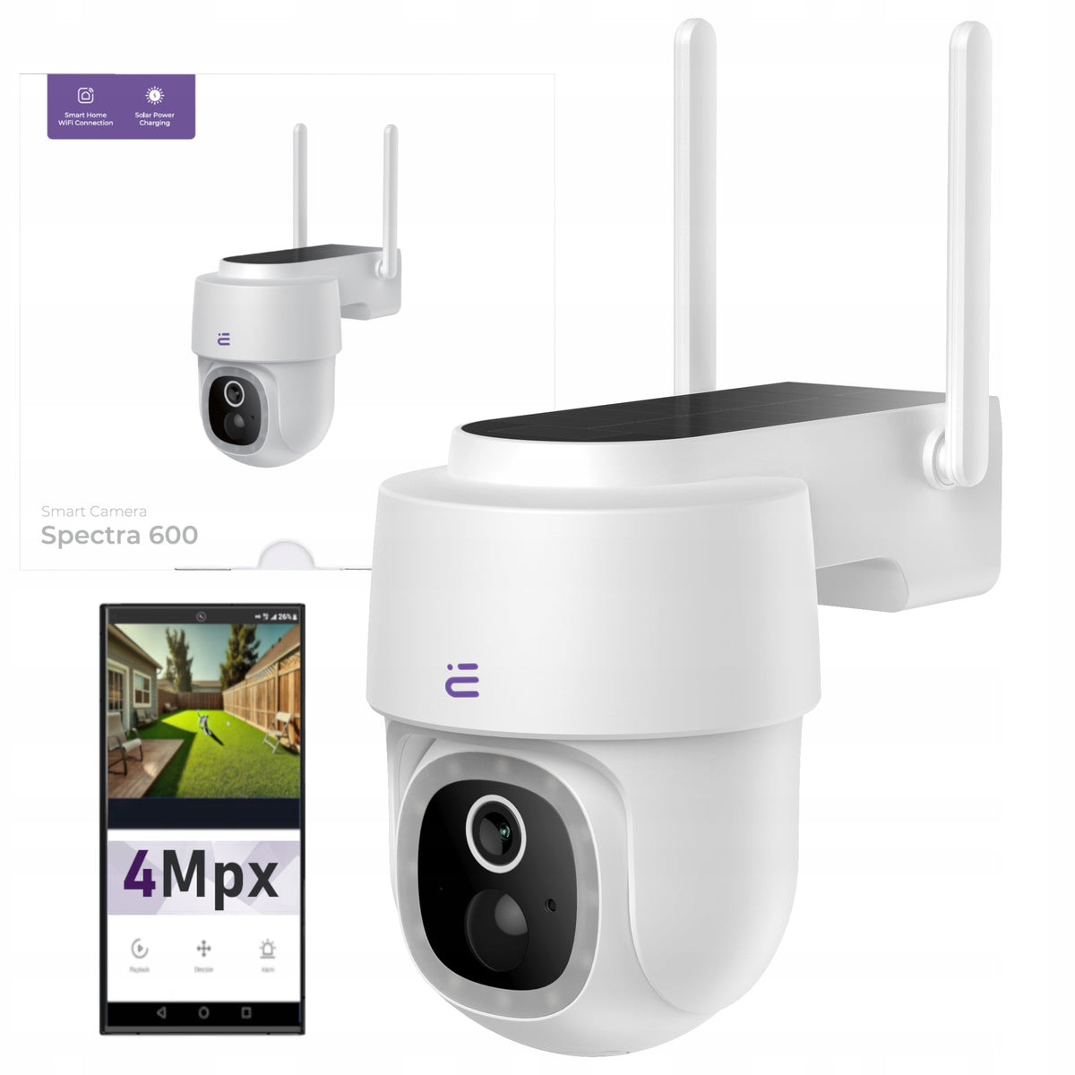 WiFi Camera Solar Rotating Outdoor Night FHD IP65 TUYA app Encore View