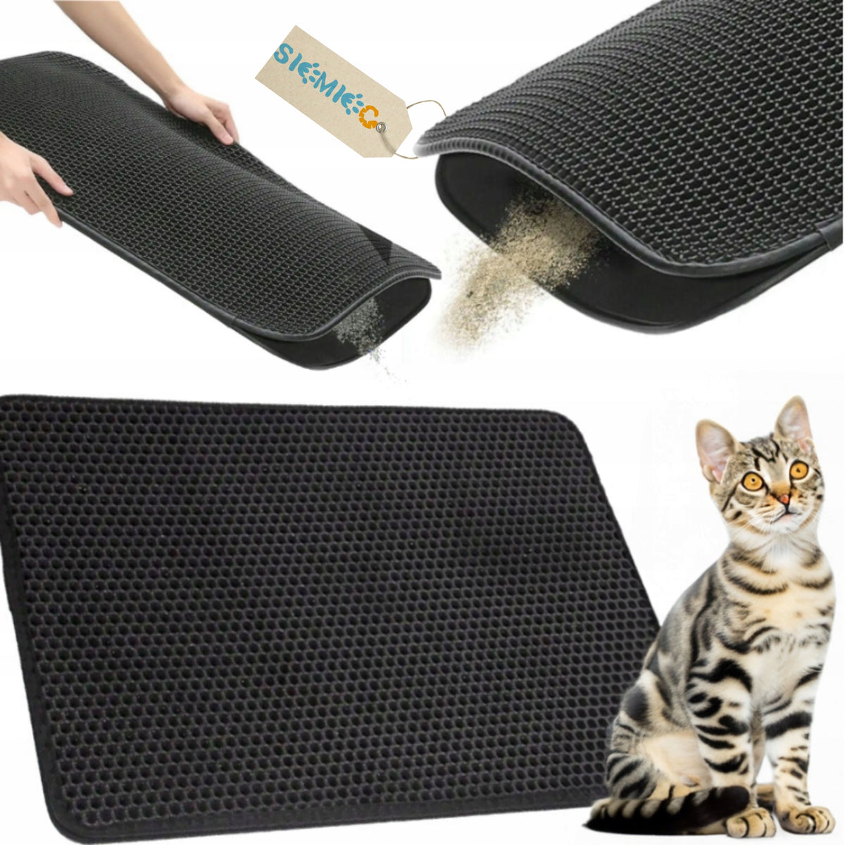 Wiper mat for litter box 60x45 black Practical solution for litter!