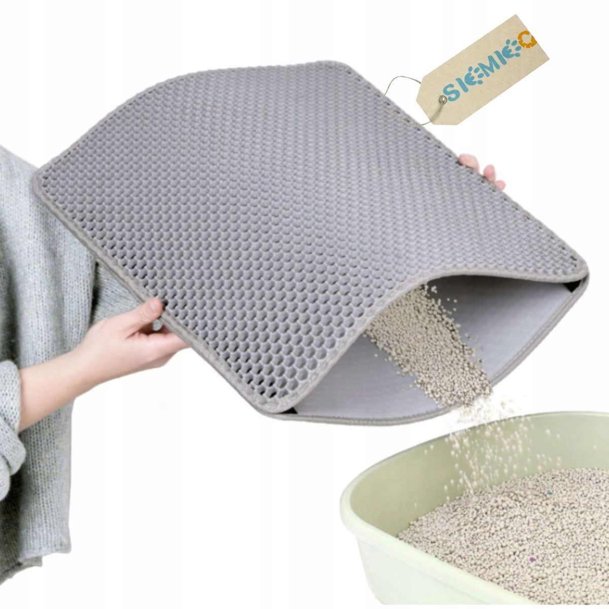 Wiper mat for litter box 60x45 grey Practical solution for litter!