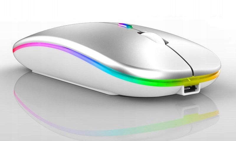 Wireless Bluetooth Mouse 2.4GHz Backlit 1600dpi Space Silvery