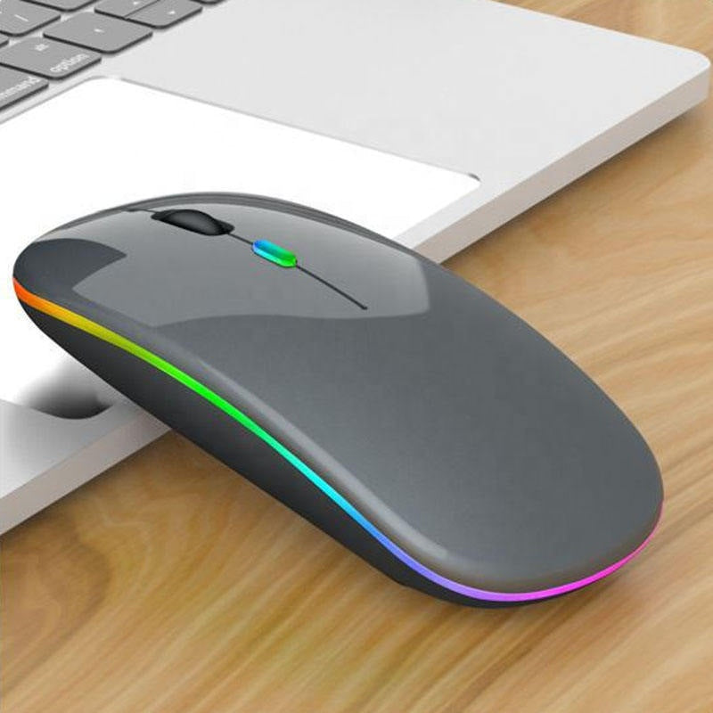 Wireless Bluetooth Mouse 2.4GHz Backlit USB 1600dpi Metal Gray