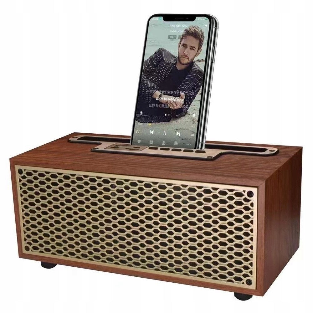 Wireless Bluetooth Speaker 5.0 Retro Wood FM microSD AUX For Home Packaging status original