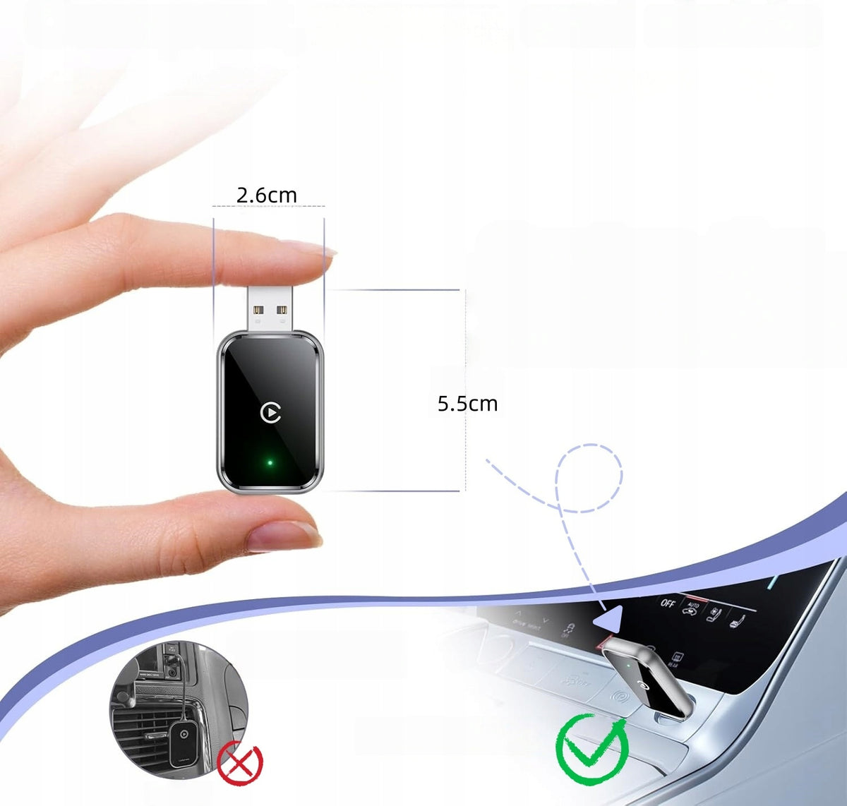 Wireless Carplay Adapter 2in1 mini for iPhone Android Auto Plug&Play Packaging status original