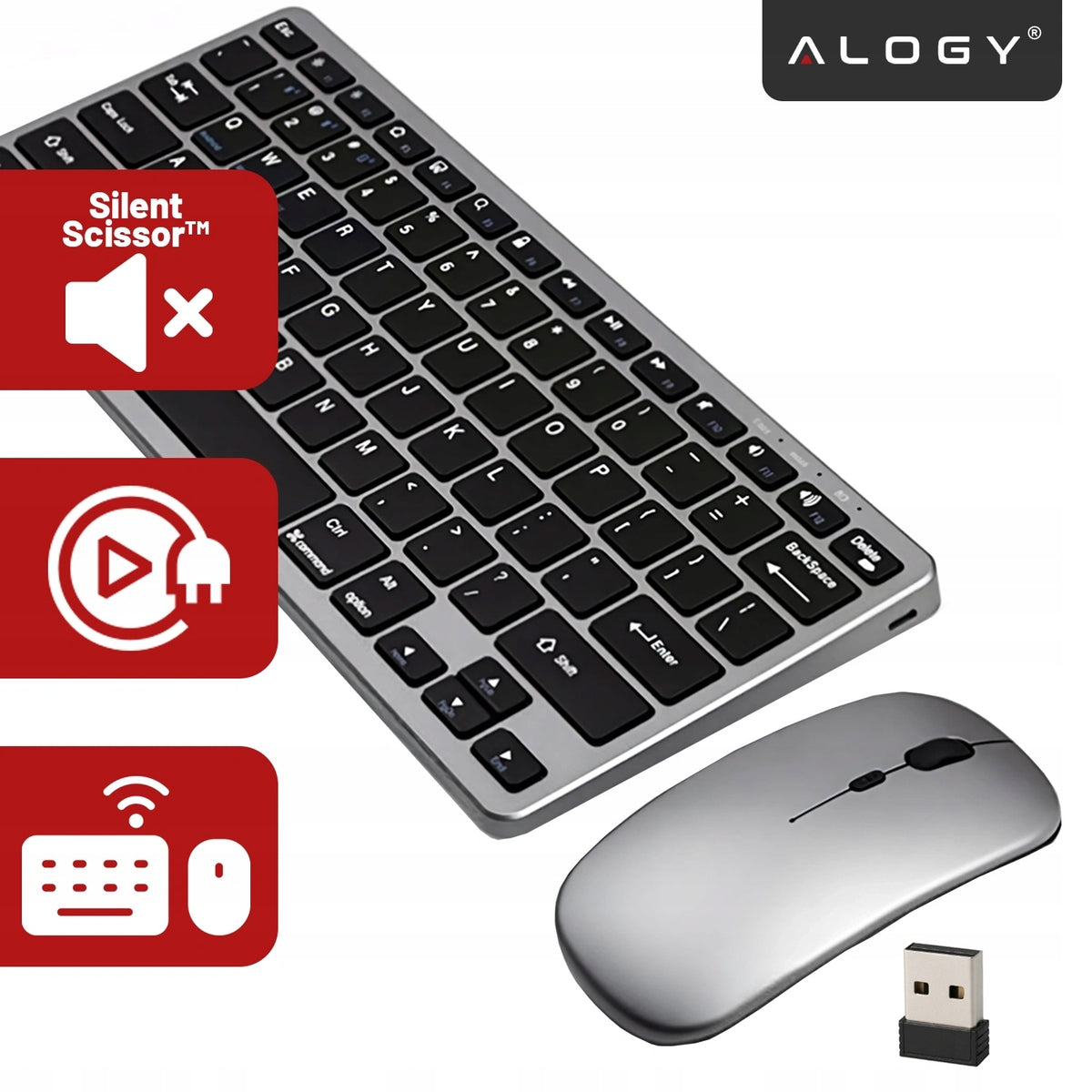 Wireless Keyboard and BT USB Mouse Set ALOGY for PC Laptop Computer Packaging status original