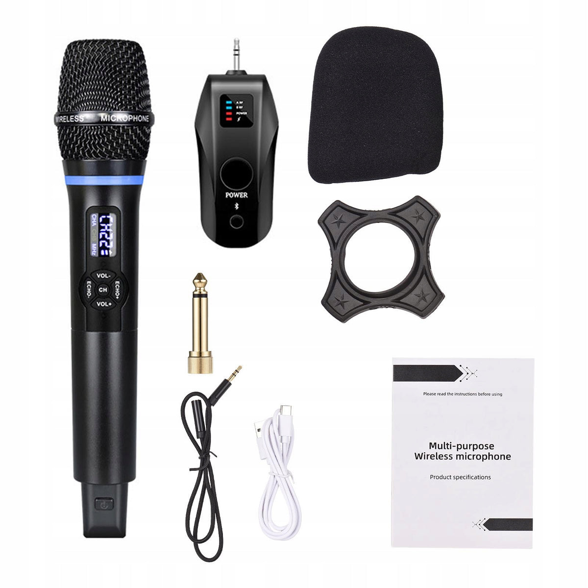 Wireless Microphone System Receiver with 5N Handheld Microphone
