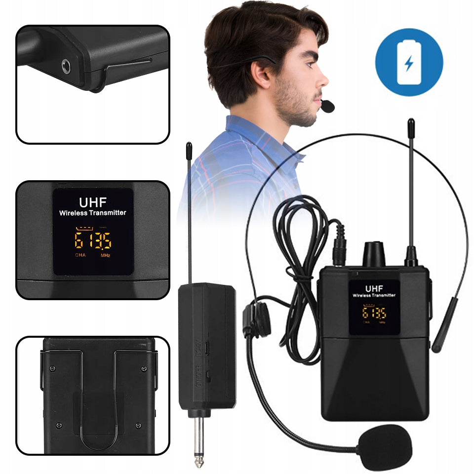 Wireless UHF Microphone System with Microphone Transmitter up to 50m Packaging status original