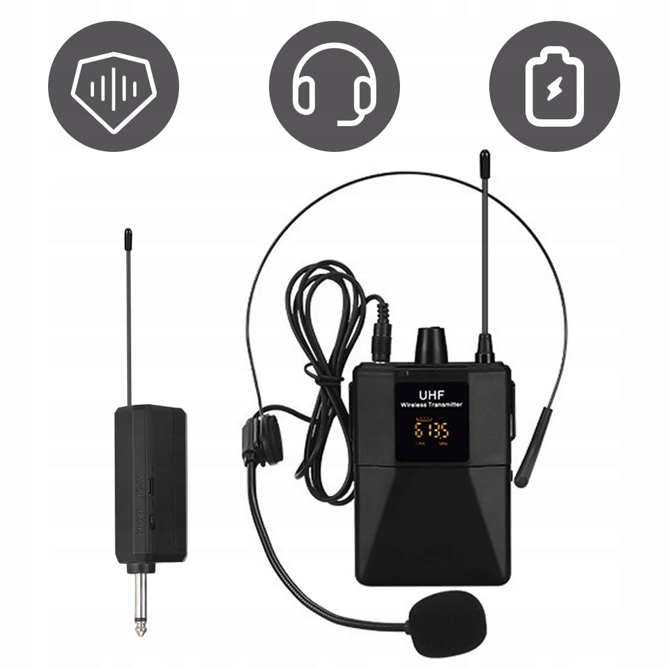 Wireless UHF Microphone System with Microphone Transmitter up to 50m