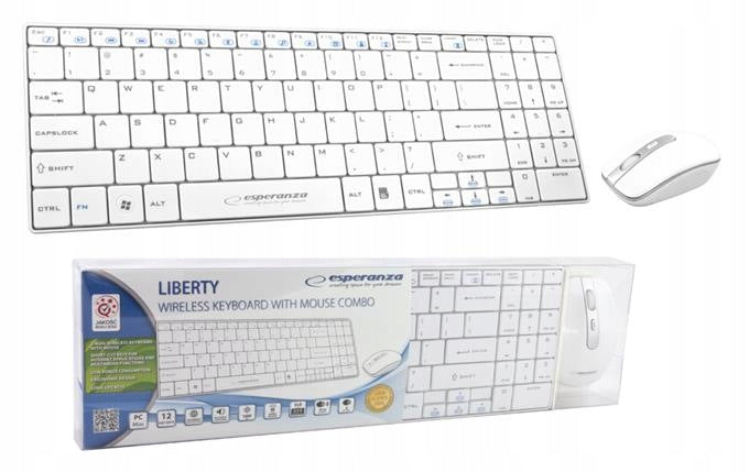 Wireless keyboard + mouse set Esperanza EK122W white