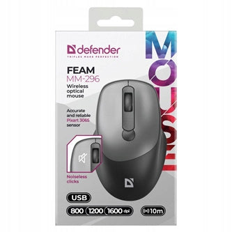 Wireless mouse Defender FEAM MM-296 black-grey optical 1600DPI Manufacturer Defender