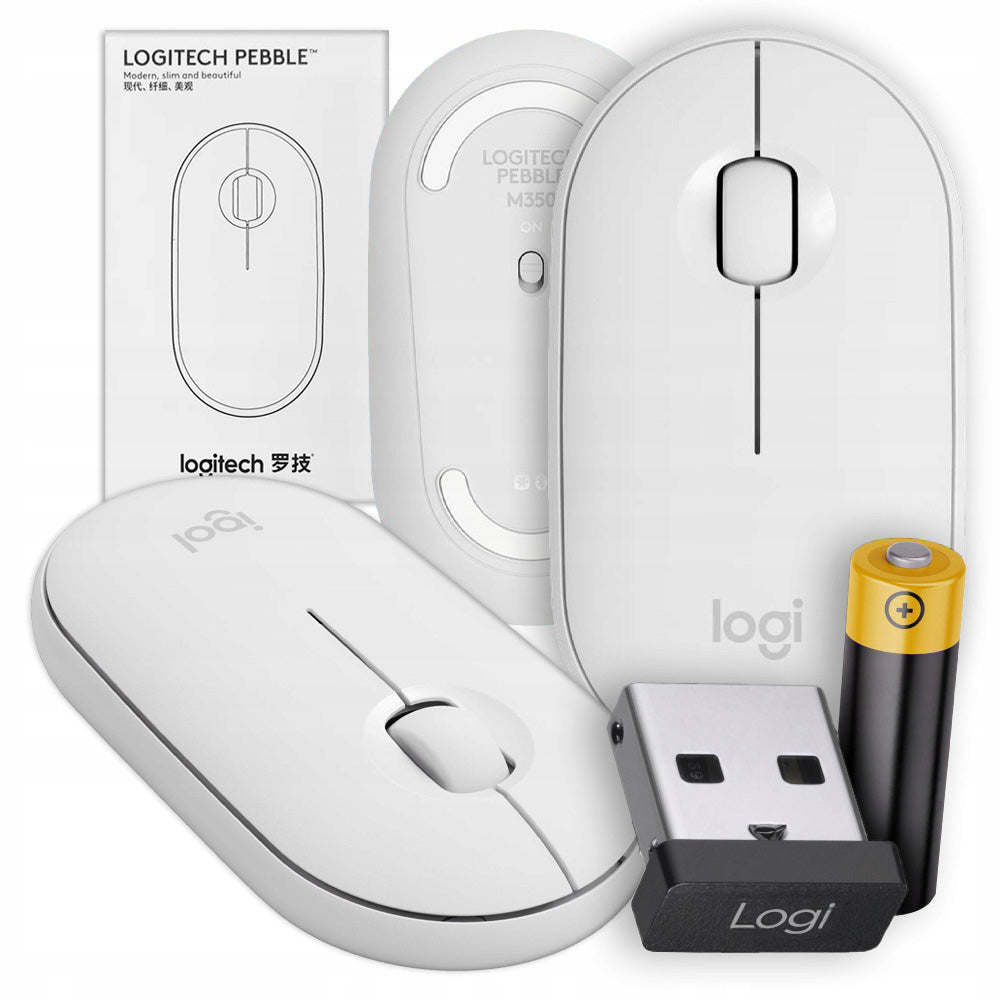 Wireless mouse Logitech M350 Pebble Logi white bluetoooth quiet USB