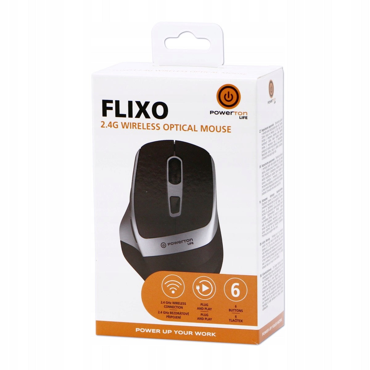Wireless mouse Powerton LIFE FLIXO 1600DPI black and silver