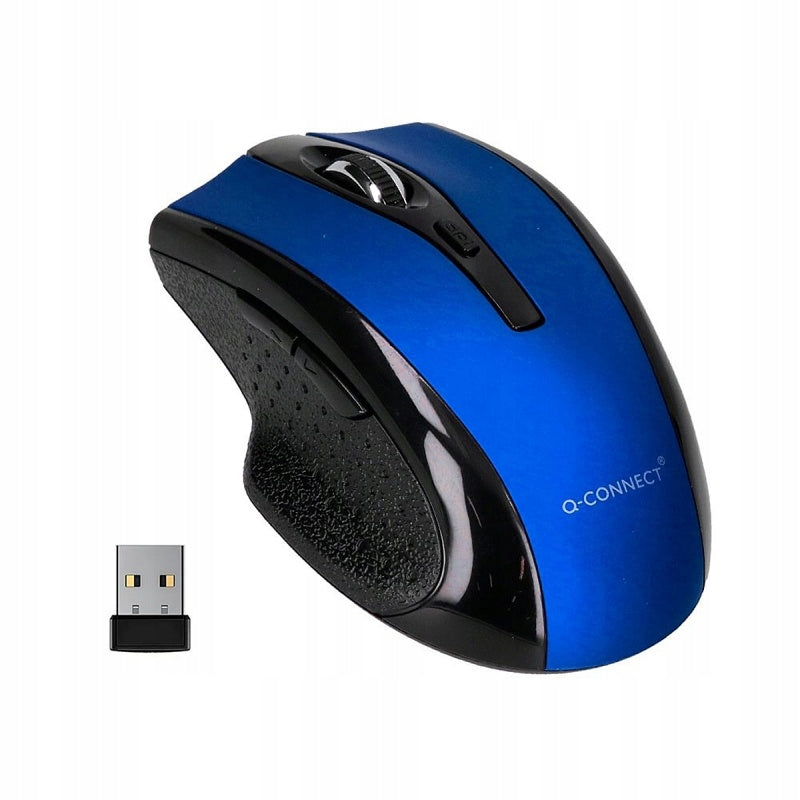 Wireless mouse Q-CONNECT 4-button ambidextrous 2xAAA blue