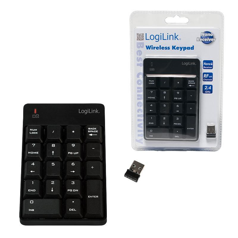 Wireless numeric keypad LogiLink ID0120 18 keys black