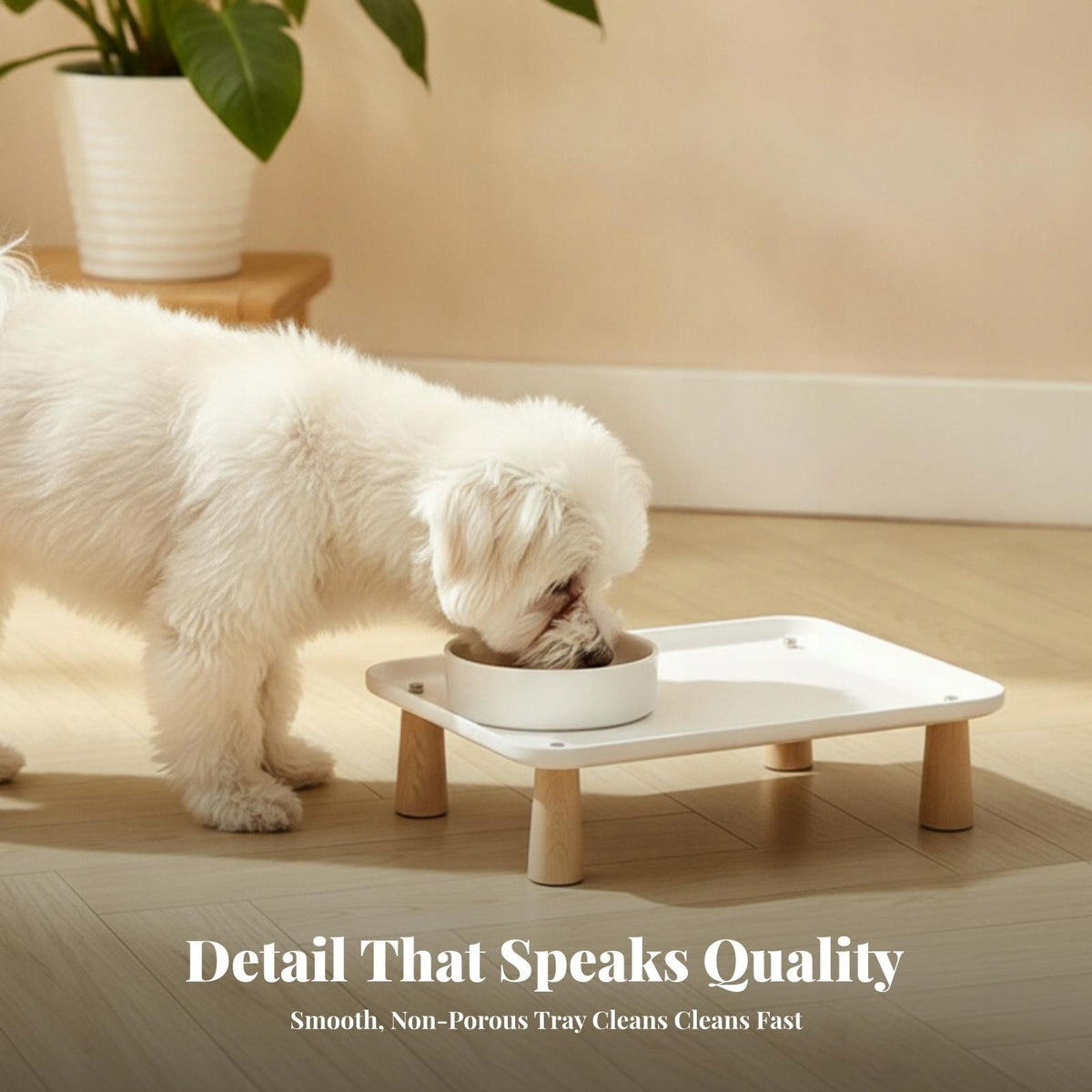 Wooden Elevated Pet Feeding | Easy to Clean Surface, Riser Stand Small a Packaging status original