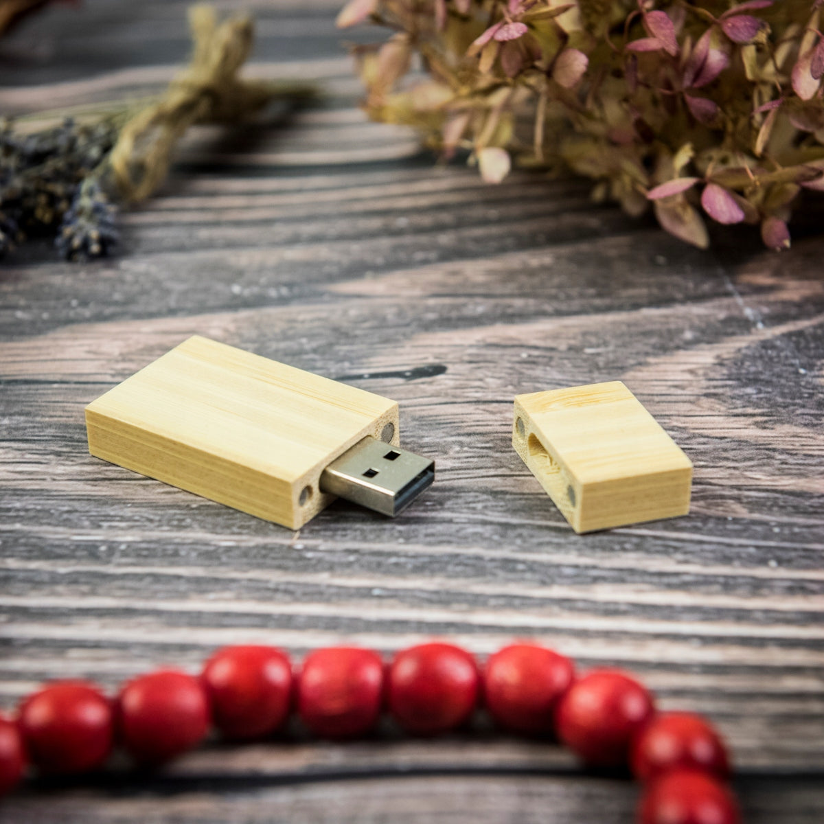 Wooden Flash Drive Light Maple Wide 512 MB Brand MemoRabbit