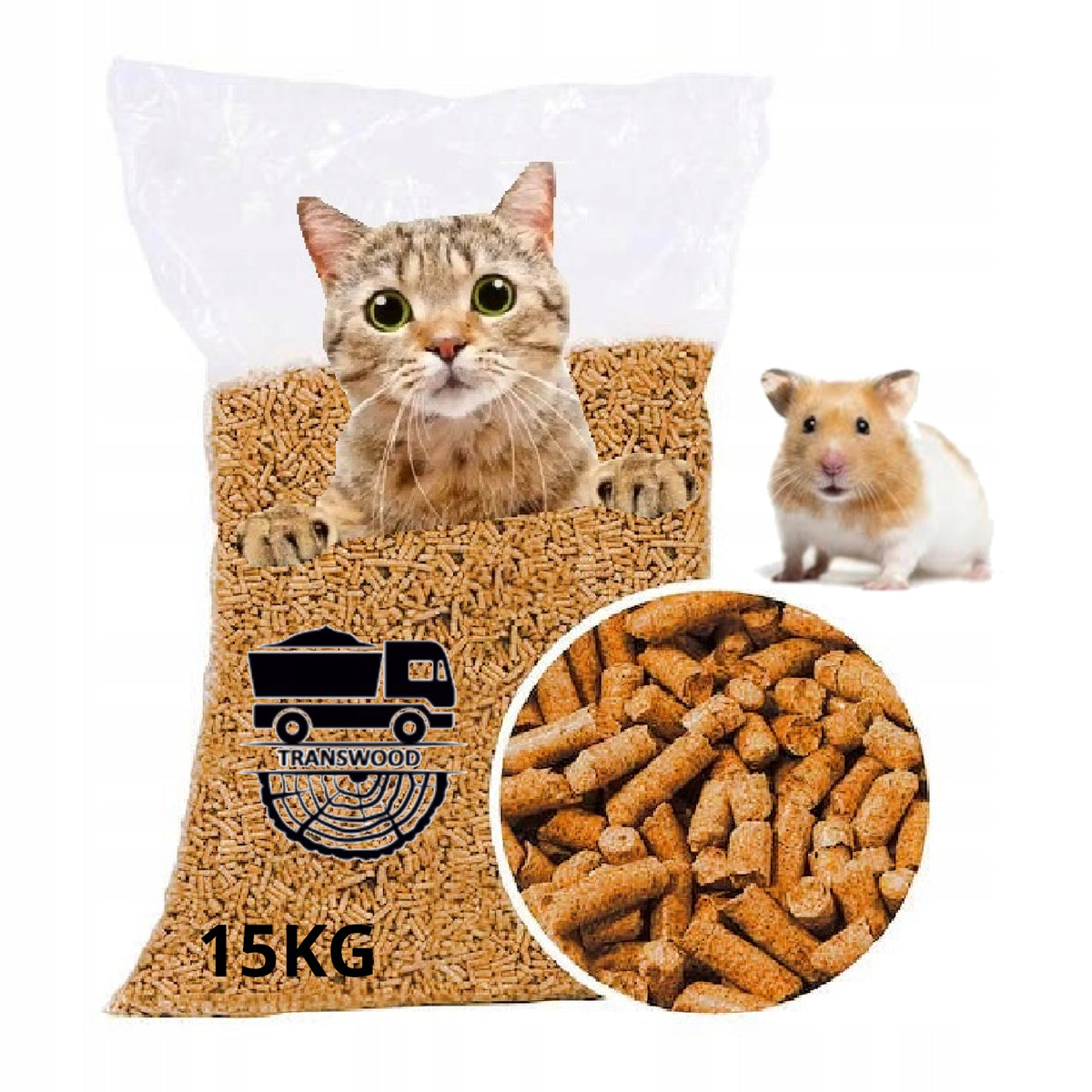 Wooden Wood Pellet For Rabbit Cat 15KG LIGHT TRANSWOOD Packaging status original