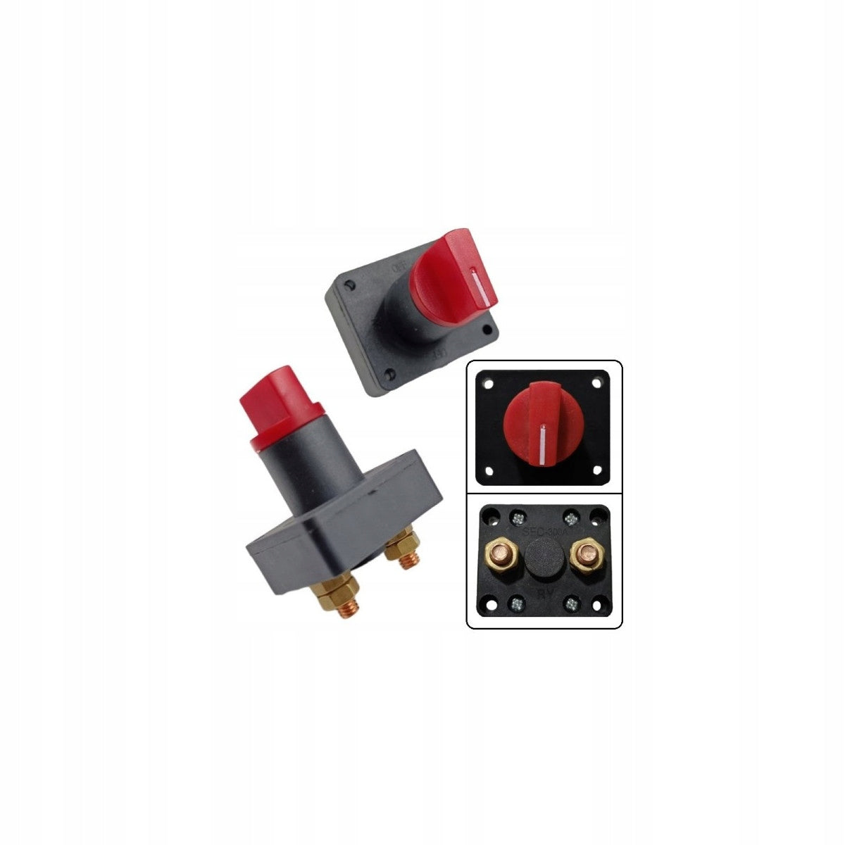 Wrench, mass, switch, switch, insulator for 12V battery