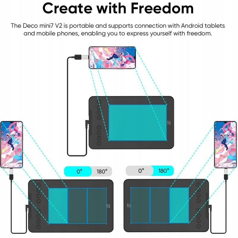 XPPen Deco mini7 v2 Drawing Tablet Model Deco mini7 W v2